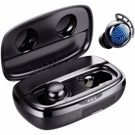 Căști Wireless TWS Tribit FlyBuds 3 BTH92SC, Bluetooth 5.3, IPX8, Autonomie 110 Ore, Bass Puternic, Power Bank 2600mAh, Microfon, USB-C, Sport, Apeluri, Control Tactil, In-Ear, Negru